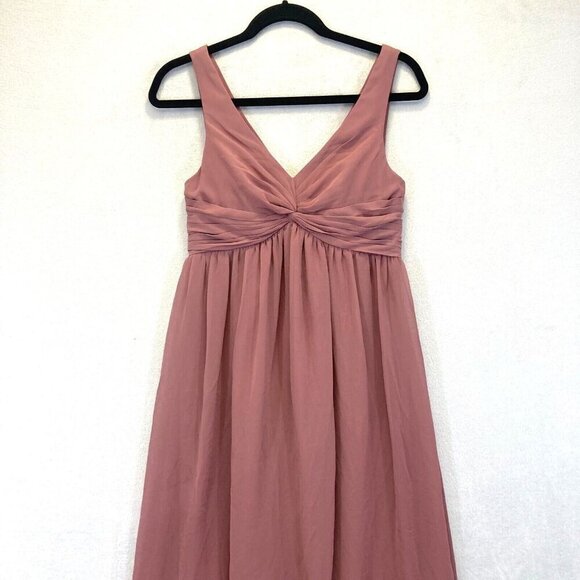 Azazie Formal Maternity Maxi Dress A2 Chiffon Pink Flowy Wedding Prom Bridesmaid - Picture 7 of 16